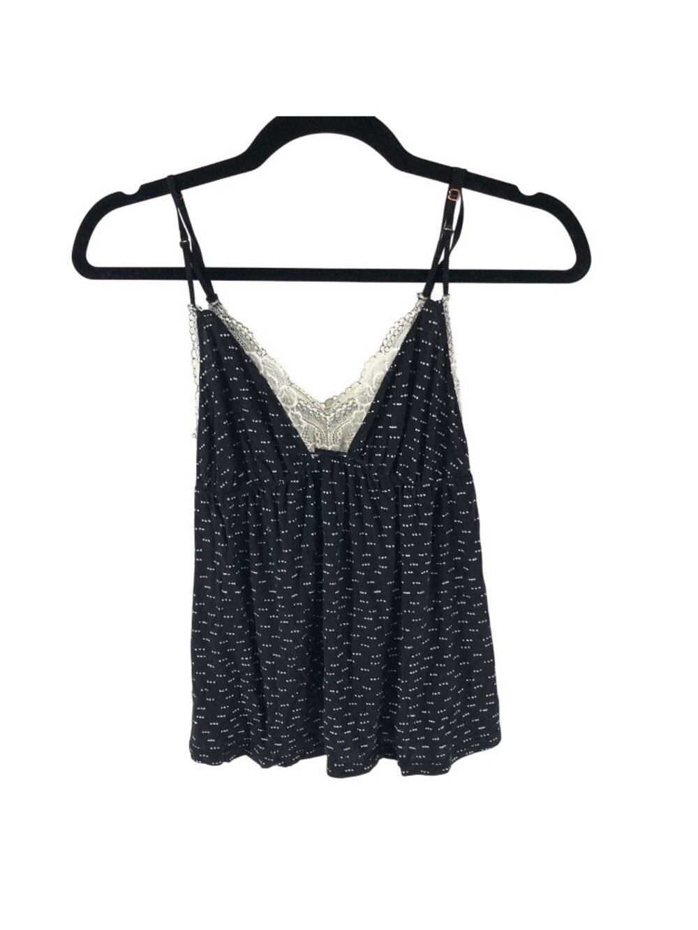 Eberjey Lace Trimmed Black & White Polka Dot Camisole Top S